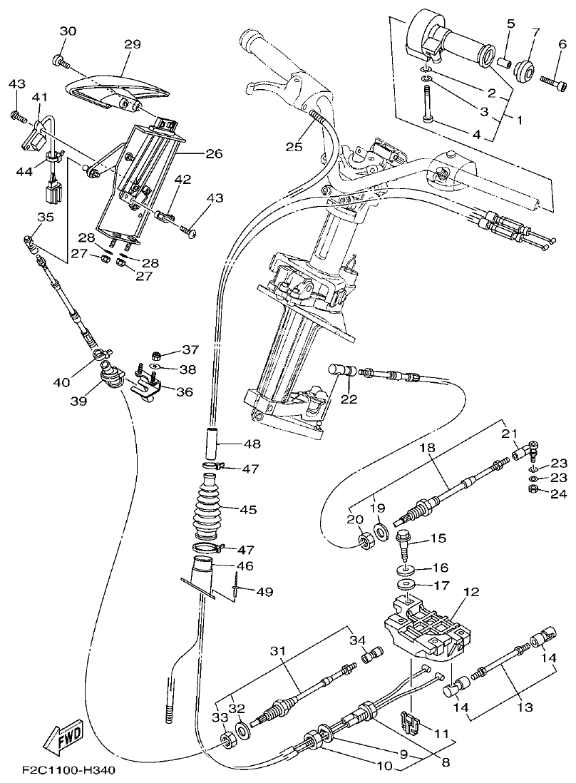 Yamaha GX18 CONTROL CABLE parts diagram